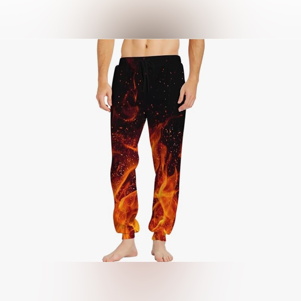 NSIB Raisevern Size‎ XXL Flame Print Men’s Drawstring Sweatpants.